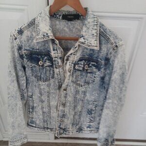 Forever 21 Acid Wash Button down 4 Pocket Unique Jean Vintage Jacket S